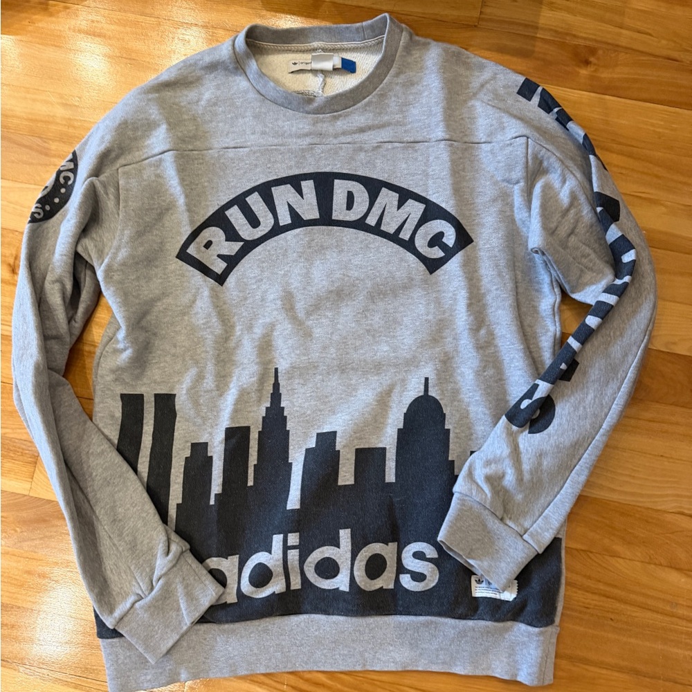 adidas Originals Gray RUN DMC Graphic Crewneck Sweater